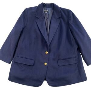 Sutton Studio Blazer Womens Plus 22W Navy Gold Crest Button 100% Cashmere